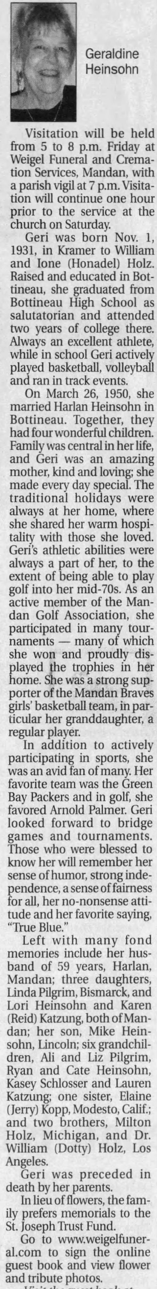 Clipping from The Bismarck Tribune